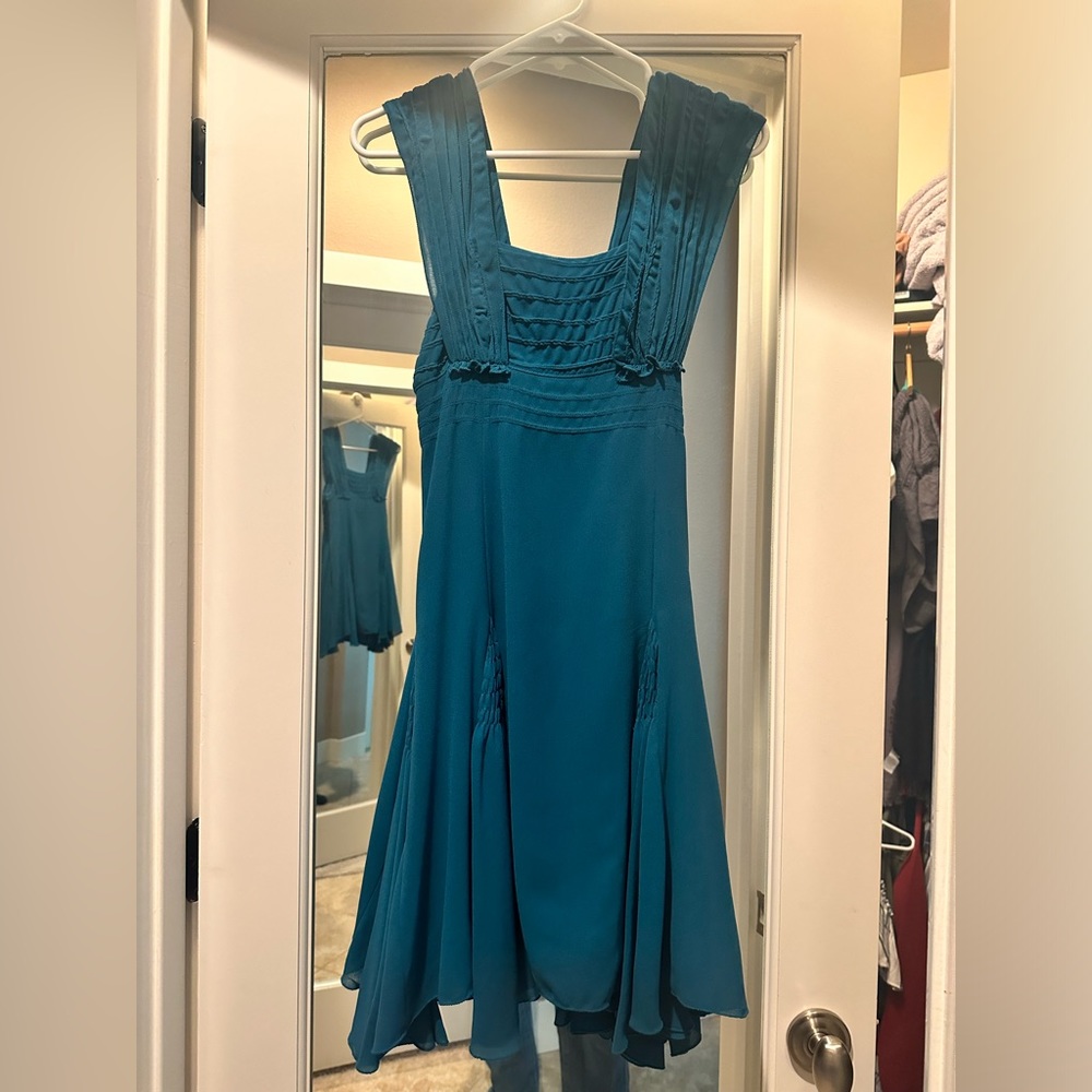 Teal empire waist flowy dresss